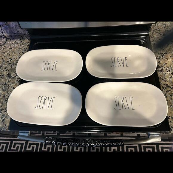 Rae Dunn LARGE PLATTER Server Plates SET OF 4 NEW! - Picture 1 of 1
